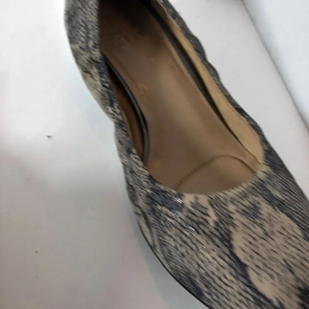 Naturalizer Shoes Block Heel Women Size 9.5 Adeline Snake Print Pumps Leather B4
